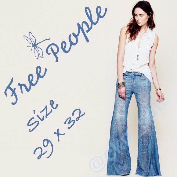 Free People Denim - Super Rare Free People Printed Extreme Vintage Flare Size 29